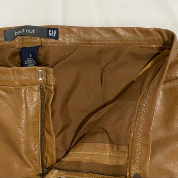 Gap Vintage Genuine Leather Bootcut High Waisted Pants Camel Tan Y2K Size 8 - Picture 6 of 14